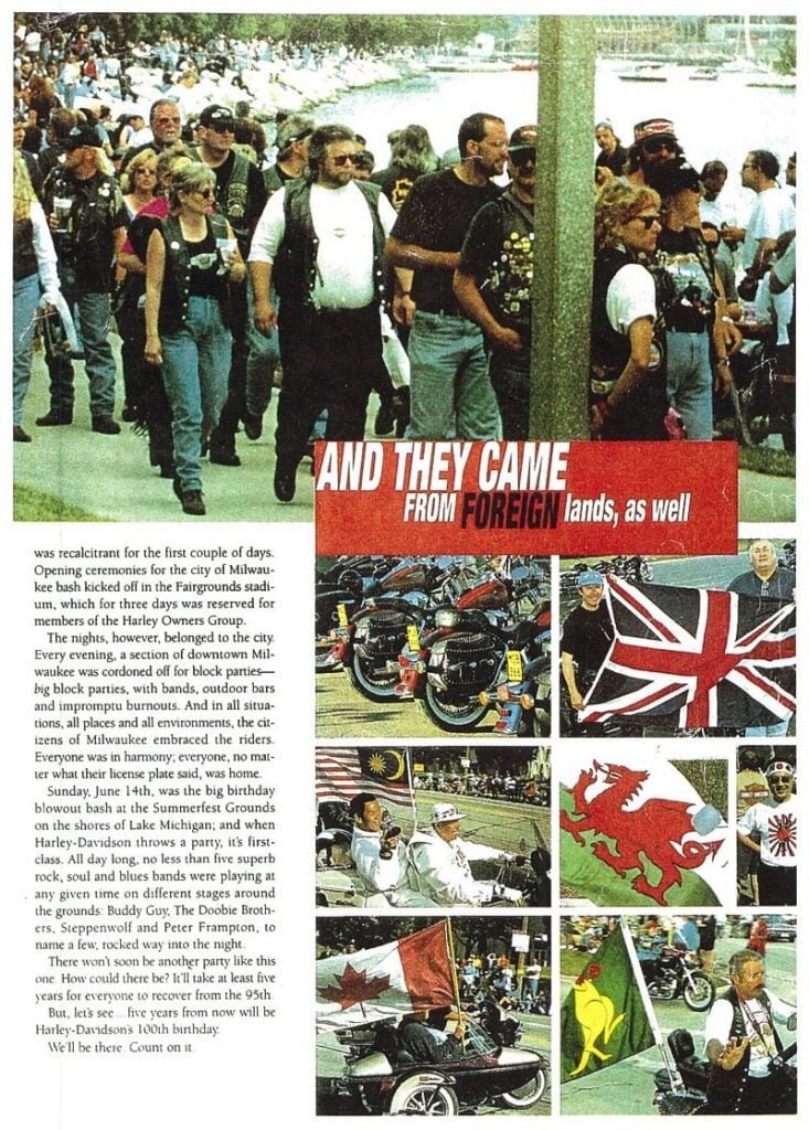 BIG TWIN - The all Harley Magazine Oct-Nov 1998 issue, article 'Photo Album of H-D's 95th Birthday Bash"